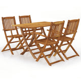 5 Piece Folding Garden Dining Set Solid Acacia Wood
