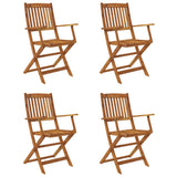 5 Piece Folding Garden Dining Set Solid Acacia Wood - Front View