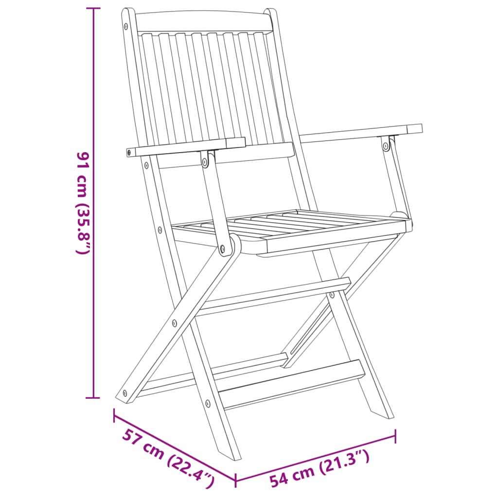 5 Piece Folding Garden Dining Set Solid Acacia Wood