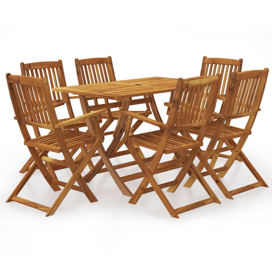 7 Piece Folding Garden Dining Set Solid Acacia Wood