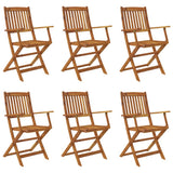 7 Piece Folding Garden Dining Set Solid Acacia Wood - Front View