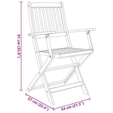 7 Piece Folding Garden Dining Set Solid Acacia Wood - Close-Up Angle
