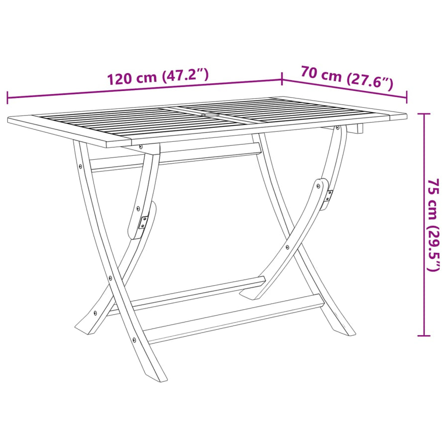 7 Piece Folding Garden Dining Set Solid Acacia Wood