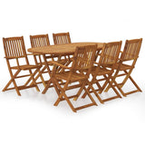 7 Piece Folding Garden Dining Set Solid Wood Acacia