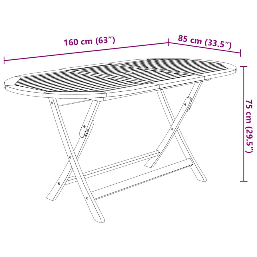 9 Piece Folding Garden Dining Set Solid Wood Acacia