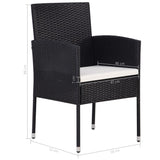 3 Piece Garden Dining Set Poly Rattan Black - Low Angle