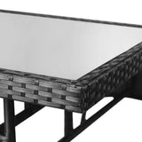3 Piece Garden Dining Set Poly Rattan Black - Close-Up Angle