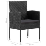 3 Piece Garden Dining Set Poly Rattan Black - Low Angle