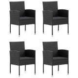 5 Piece Garden Dining Set Poly Rattan Black - Side View