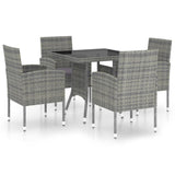 5 Piece Garden Dining Set Poly Rattan Anthracite - Front View