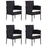 5 Piece Garden Dining Set Poly Rattan Black - Side View
