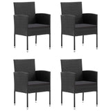 5 Piece Garden Dining Set Poly Rattan Black - Side View