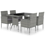 5 Piece Garden Dining Set Poly Rattan Anthracite & Grey - Front View