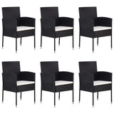 7 Piece Garden Dining Set Poly Rattan Black - Side View