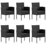 7 Piece Garden Dining Set Poly Rattan Black - Side View