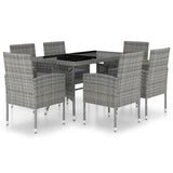 7 Piece Garden Dining Set Poly Rattan Anthracite & Grey - Front View