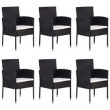 7 Piece Garden Dining Set Poly Rattan Black - Side View