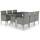 7 Piece Garden Dining Set Poly Rattan Anthracite & Grey - Front View