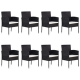 9 Piece Garden Dining Set Poly Rattan Black - Side View