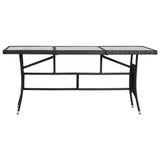9 Piece Garden Dining Set Poly Rattan Black - Rear View