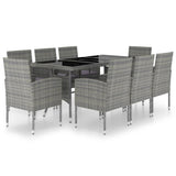 9 Piece Garden Dining Set Poly Rattan Anthracite & Grey - Front View