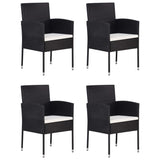 5 Piece Garden Dining Set Poly Rattan Black - Side View