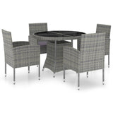 5 Piece Garden Dining Set Poly Rattan Anthracite & Grey - Front View