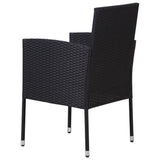 7 Piece Garden Dining Set Poly Rattan Black - Close-Up Angle