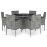 7 Piece Garden Dining Set Poly Rattan Anthracite & Grey - Front View