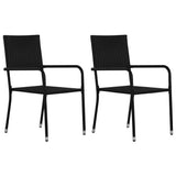 3 Piece Garden Dining Set Poly Rattan Black - Side View