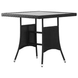 3 Piece Garden Dining Set Poly Rattan Black - Close-Up Angle