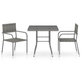 3 Piece Garden Dining Set Poly Rattan Anthracite & Grey - Front View