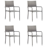 5 Piece Garden Dining Set Poly Rattan Grey - Side View