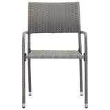5 Piece Garden Dining Set Poly Rattan Grey - 45-Degree Angle