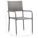 5 Piece Garden Dining Set Poly Rattan Grey - Extra Image