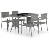5 Piece Garden Dining Set Poly Rattan Anthracite & Grey - Front View