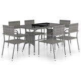 7 Piece Garden Dining Set Poly Rattan Anthracite & Grey - Front View