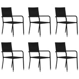 7 Piece Garden Dining Set Poly Rattan Black - Side View