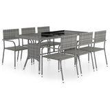 7 Piece Garden Dining Set Poly Rattan Anthracite & Grey - Front View