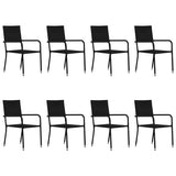 9 Piece Garden Dining Set Poly Rattan Black - Side View