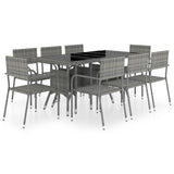 9 Piece Garden Dining Set Poly Rattan Anthracite & Grey - Front View