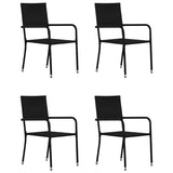 5 Piece Garden Dining Set Poly Rattan Black - 45-Degree Angle