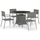 5 Piece Garden Dining Set Poly Rattan Anthracite & Grey - Front View
