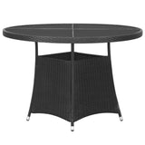 7 Piece Garden Dining Set Poly Rattan Black - Side View