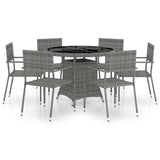 7 Piece Garden Dining Set Poly Rattan Anthracite & Grey - Front View