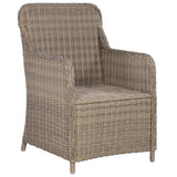 9 Piece Garden Dining Set Poly Rattan Brown - 45-Degree Angle