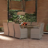 9 Piece Garden Dining Set Poly Rattan Brown