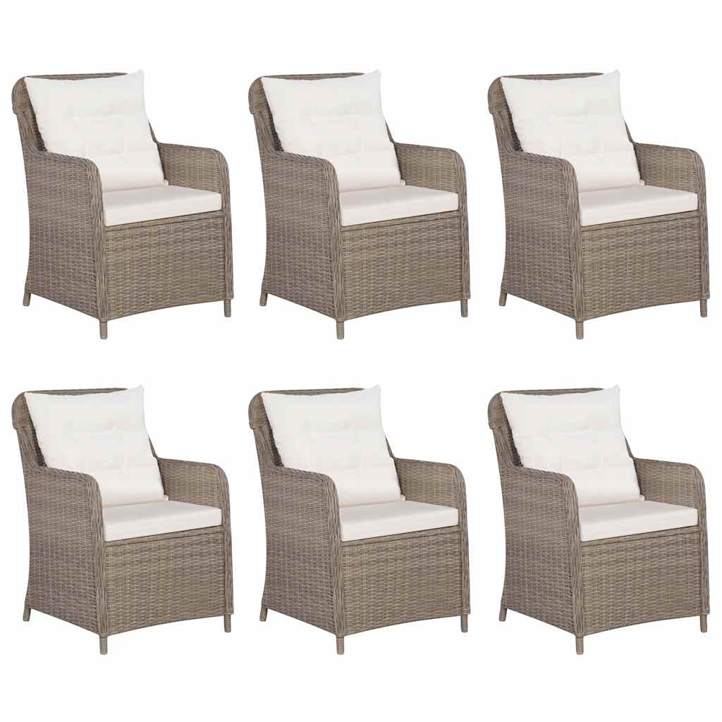 7 Piece Garden Dining Set Poly Rattan Brown