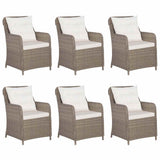 7 Piece Garden Dining Set Poly Rattan Brown