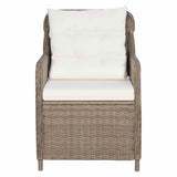 7 Piece Garden Dining Set Poly Rattan Brown